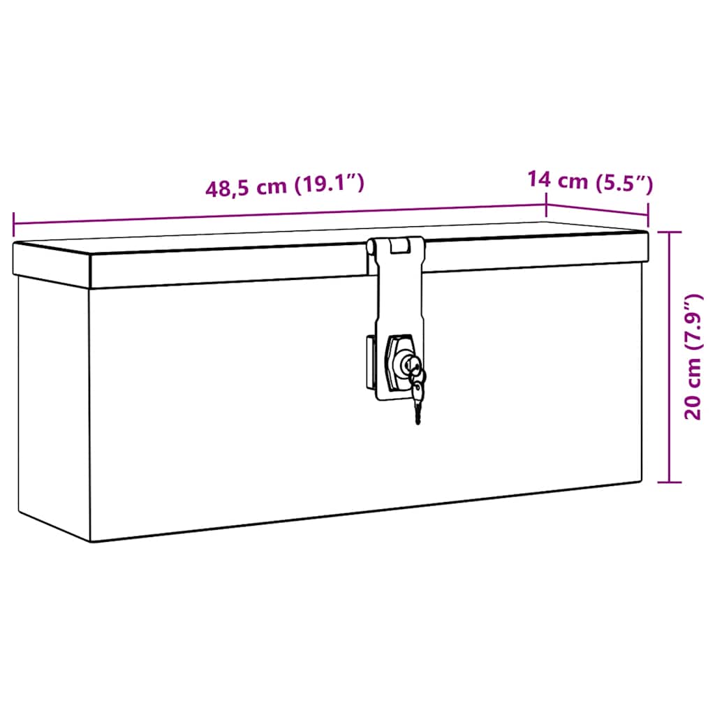Aluminium Box 48.5x14x20 cm Silver