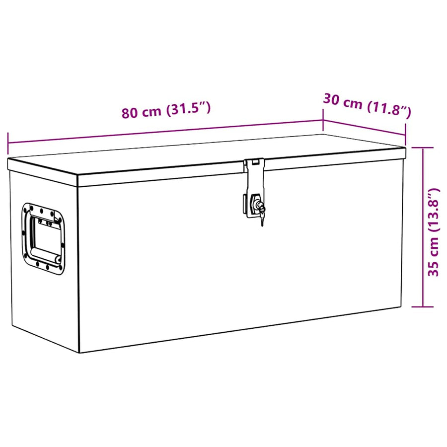 Aluminium Box 80x30x35 cm Silver