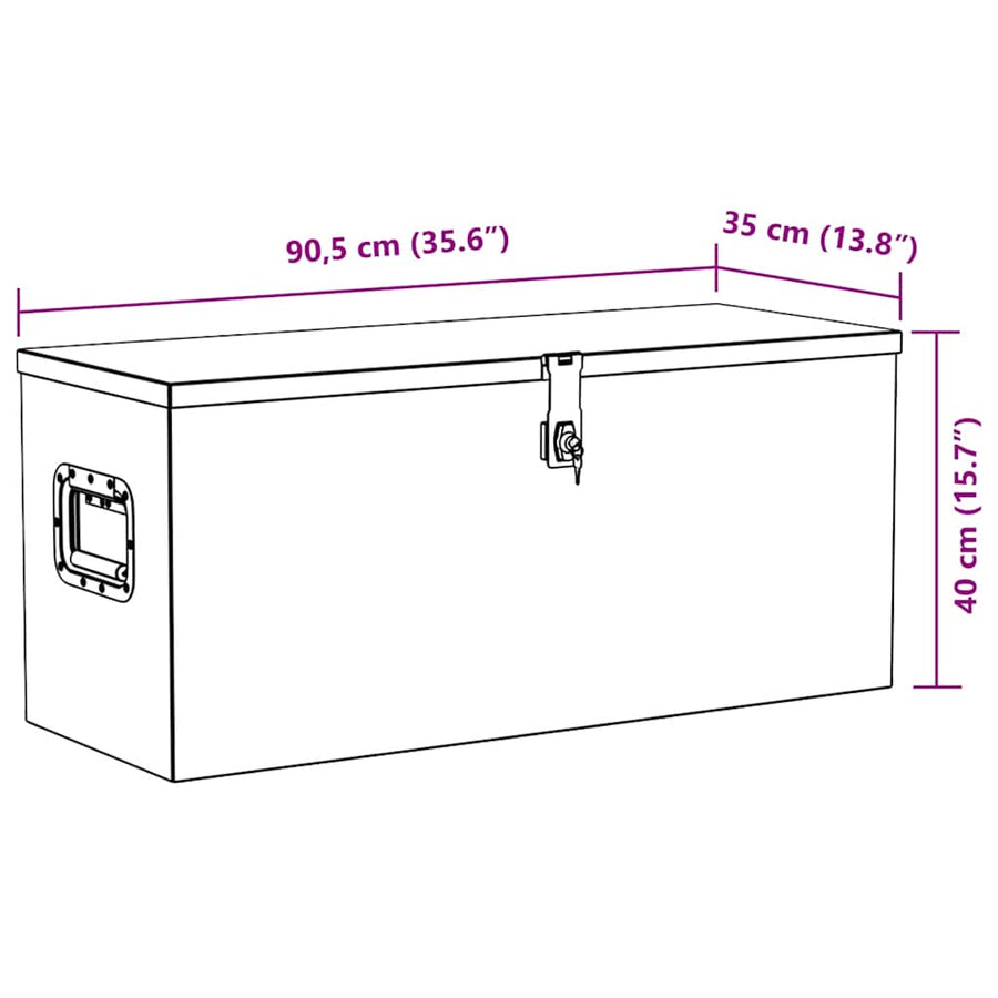 Aluminium Box 90.5x35x40 cm Silver