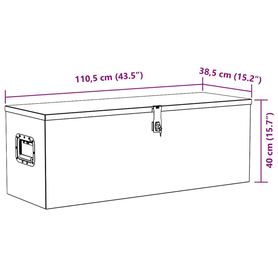 Aluminium Box 110.5x38.5x40 cm Silver