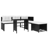 4 Piece Garden Lounge Set Poly Rattan Black - Side View