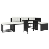 4 Piece Garden Lounge Set Poly Rattan Black