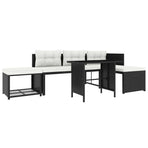 4 Piece Garden Lounge Set Poly Rattan Black