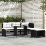 4 Piece Garden Lounge Set Poly Rattan Black