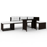 4 Piece Garden Lounge Set Poly Rattan Brown