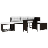 4 Piece Garden Lounge Set Poly Rattan Brown