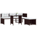 4 Piece Garden Lounge Set Poly Rattan Brown