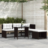 4 Piece Garden Lounge Set Poly Rattan Brown