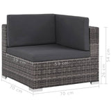 8 Piece Garden Lounge Set with Cushions Poly Rattan Grey - Extra Image