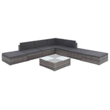 8 Piece Garden Lounge Set with Cushions Poly Rattan Grey - Side View