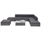 8 Piece Garden Lounge Set with Cushions Poly Rattan Grey - Top-Down View