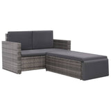 2 Piece Garden Lounge Set with Cushions Poly Rattan Grey - Front View