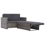2 Piece Garden Lounge Set with Cushions Poly Rattan Grey - Side View