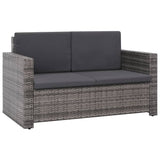 2 Piece Garden Lounge Set with Cushions Poly Rattan Grey - Top-Down View