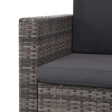 2 Piece Garden Lounge Set with Cushions Poly Rattan Grey - Rear View