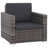 12 Piece Garden Lounge Set with Cushions Poly Rattan Grey - Front View