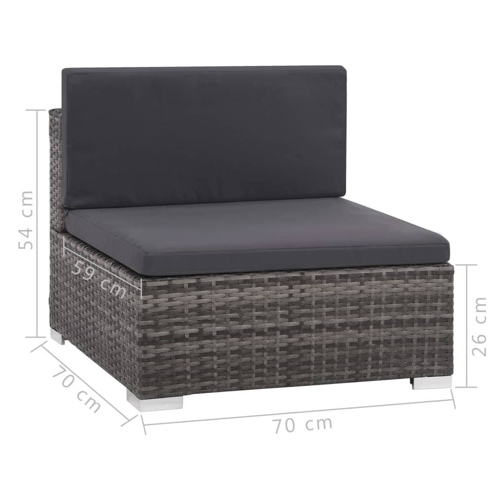 12 Piece Garden Lounge Set with Cushions Poly Rattan Grey
