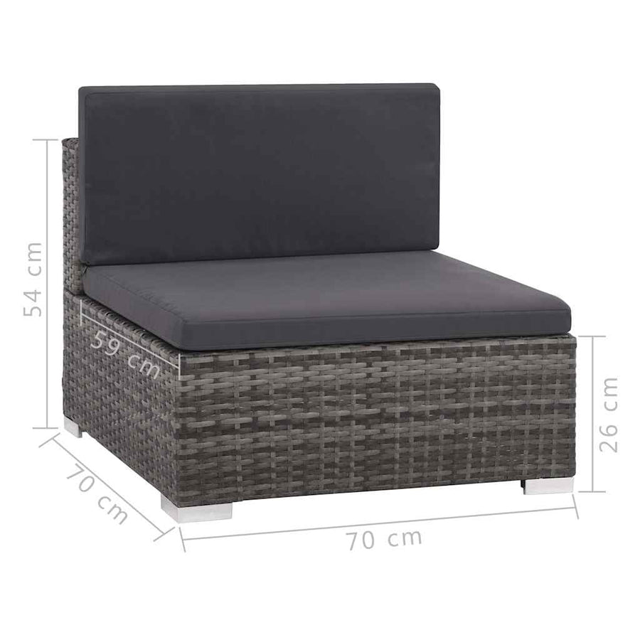 12 Piece Garden Lounge Set with Cushions Poly Rattan Grey