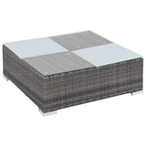 12 Piece Garden Lounge Set with Cushions Poly Rattan Grey - Rear View