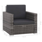 12 Piece Garden Lounge Set with Cushions Poly Rattan Grey