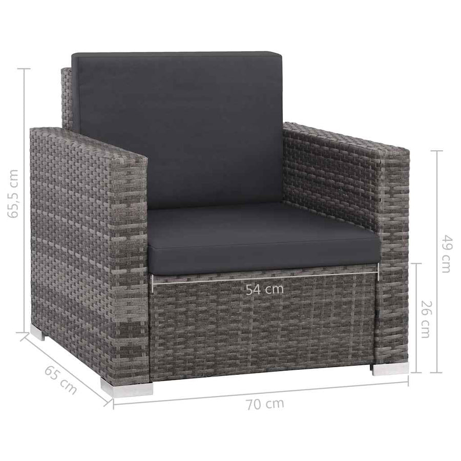 12 Piece Garden Lounge Set with Cushions Poly Rattan Grey