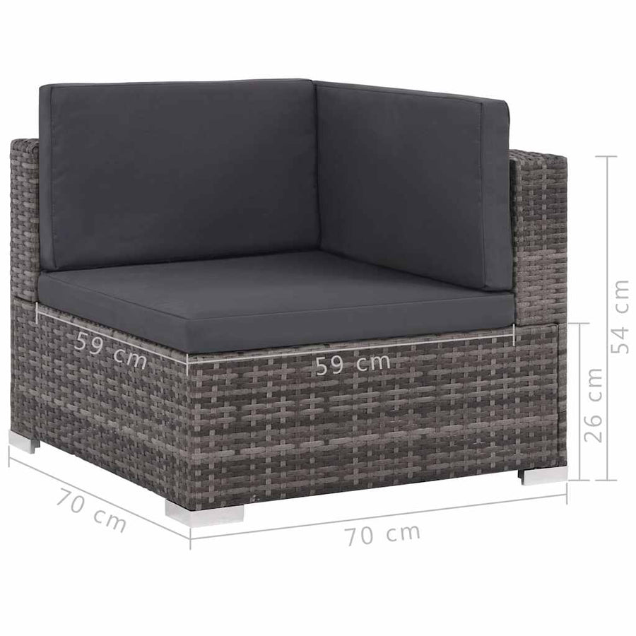12 Piece Garden Lounge Set with Cushions Poly Rattan Grey