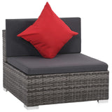 8 Piece Garden Lounge Set with Cushions Poly Rattan Grey - Front View