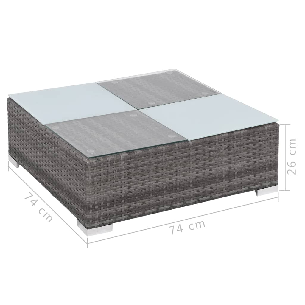 8 Piece Garden Lounge Set with Cushions Poly Rattan Grey