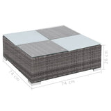 8 Piece Garden Lounge Set with Cushions Poly Rattan Grey