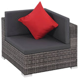 8 Piece Garden Lounge Set with Cushions Poly Rattan Grey - Side View
