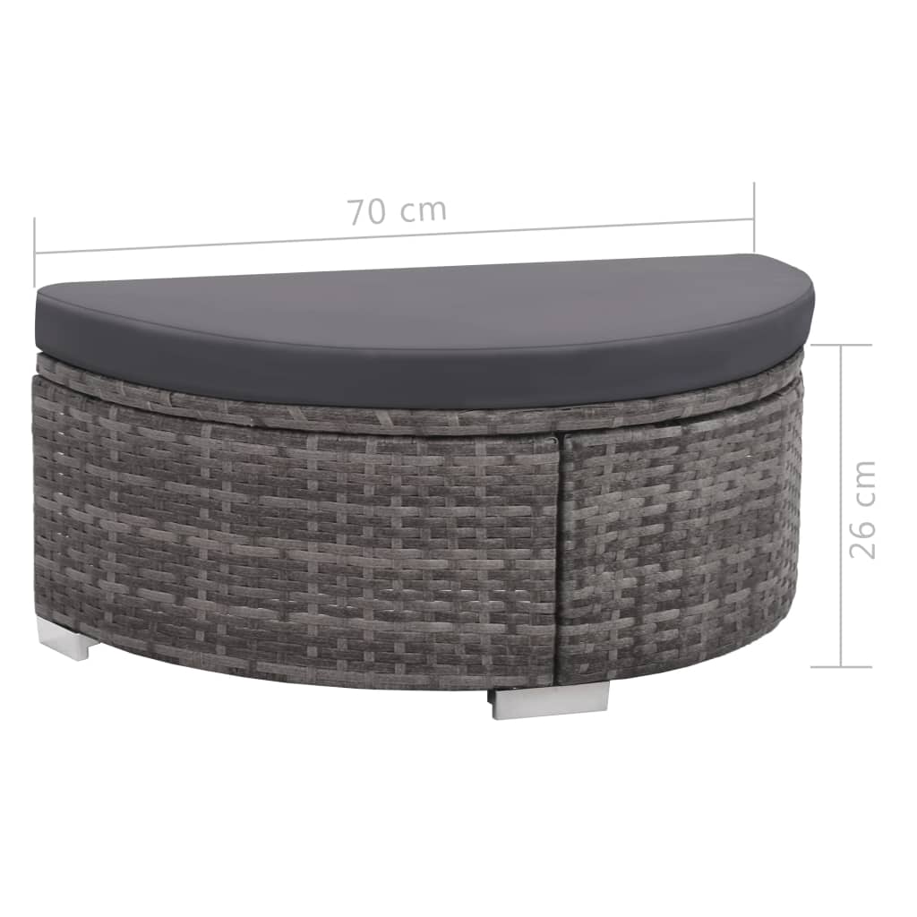 8 Piece Garden Lounge Set with Cushions Poly Rattan Grey