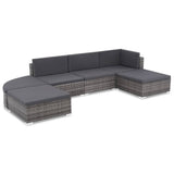 6 Piece Garden Lounge Set with Cushions Poly Rattan Grey