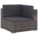 6 Piece Garden Lounge Set with Cushions Poly Rattan Grey - Front View