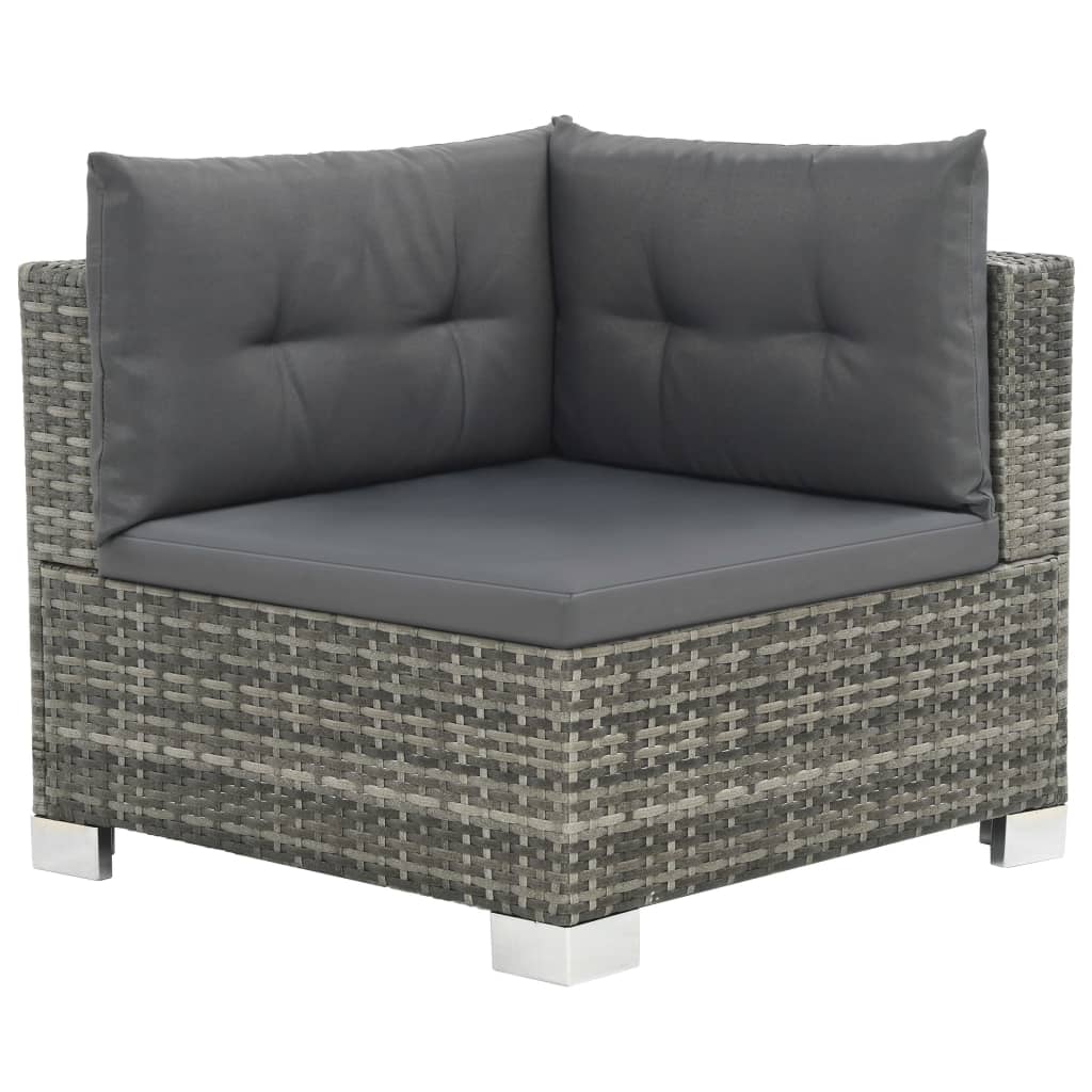 10 Piece Garden Lounge Set with Cushions Poly Rattan Grey