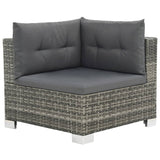 10 Piece Garden Lounge Set with Cushions Poly Rattan Grey - Front View