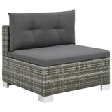 10 Piece Garden Lounge Set with Cushions Poly Rattan Grey