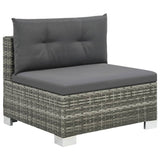 10 Piece Garden Lounge Set with Cushions Poly Rattan Grey - Side View