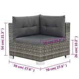 10 Piece Garden Lounge Set with Cushions Poly Rattan Grey
