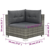 10 Piece Garden Lounge Set with Cushions Poly Rattan Grey - Close-Up Angle