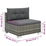 10 Piece Garden Lounge Set with Cushions Poly Rattan Grey - Low Angle