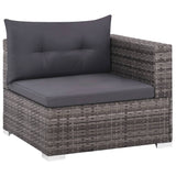 3 Piece Garden Lounge Set with Cushions Poly Rattan Grey - Top-Down View