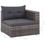 3 Piece Garden Lounge Set with Cushions Poly Rattan Grey - Rear View