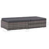 3 Piece Garden Lounge Set with Cushions Poly Rattan Grey - Close-Up Angle