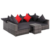 7 Piece Garden Lounge Set with Cushions Poly Rattan Grey - Top-Down View