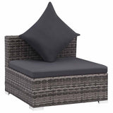 7 Piece Garden Lounge Set with Cushions Poly Rattan Grey - Close-Up Angle