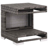 7 Piece Garden Lounge Set with Cushions Poly Rattan Grey - Low Angle