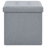 Folding Storage Stool Light Grey Faux Linen - 45-Degree Angle
