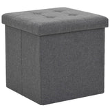 Folding Storage Stools 2 pcs Dark Grey Faux Linen - Front View