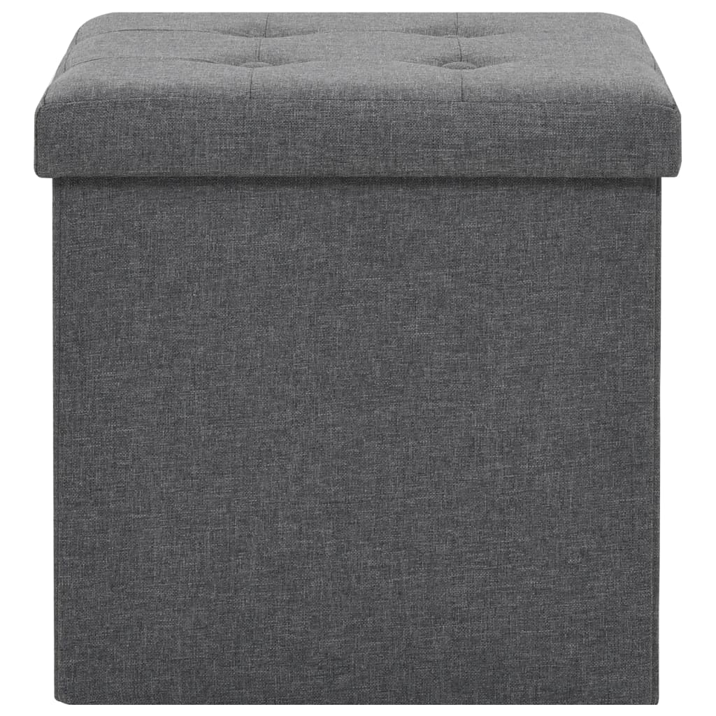 Folding Storage Stools 2 pcs Dark Grey Faux Linen