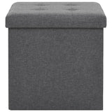 Folding Storage Stools 2 pcs Dark Grey Faux Linen - 45-Degree Angle